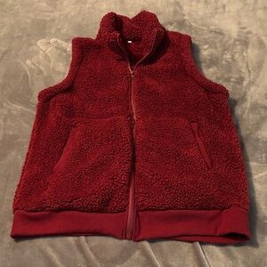 Women's Maroon Sherpa Vest
